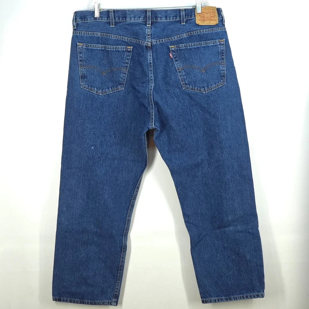 Levi's 505 Denim Jeans Mens 42x29 (44x29) Dark Wash‎ Regular Fit Straight Leg